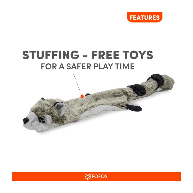 Fofos Skinneez Raccoon Dog Toy - Wagr Petcare