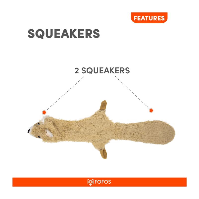 Fofos Skinneez Squirrel Dog Toy - Wagr Petcare