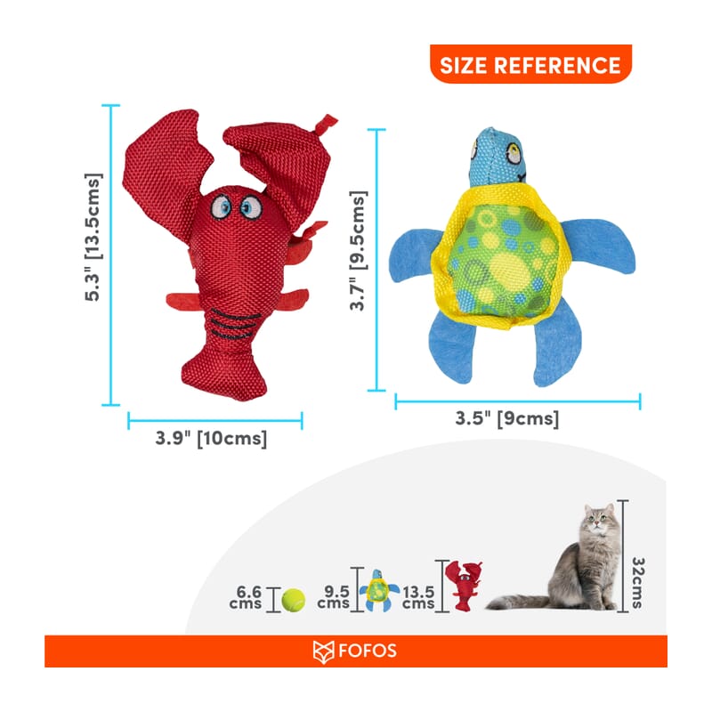 Fofos Summer Cat Toy - Turtle with Lobster Interactive Cat Toys - Wagr Petcare
