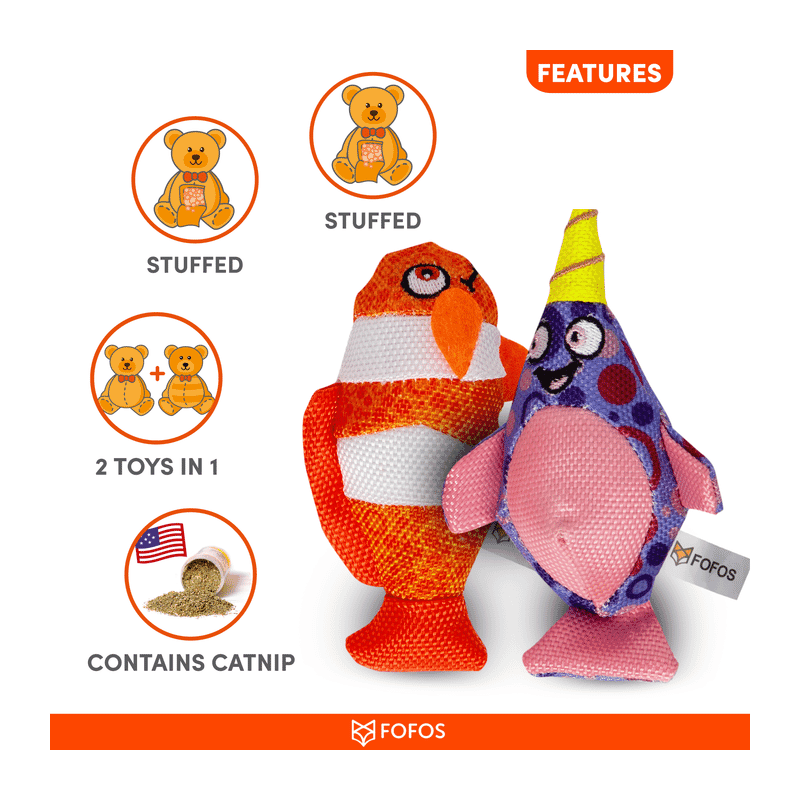 Fofos Summer Sperm Whales with Clown Fish Cat Toy - Wagr Petcare