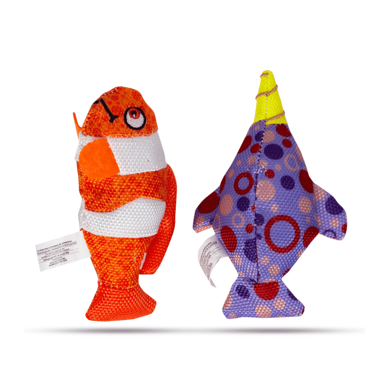 Fofos Summer Sperm Whales with Clown Fish Cat Toy - Wagr Petcare