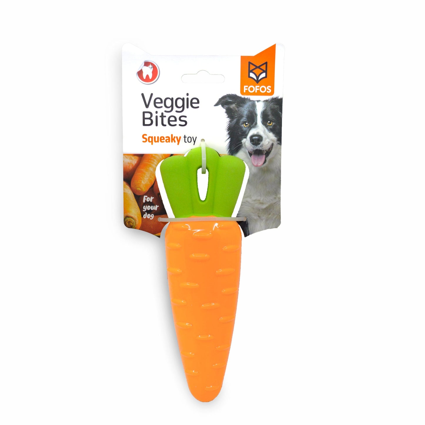 Fofos Vegi-Bites Carrot Dog Chew Toy - Wagr Petcare