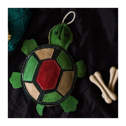 Forfurs Flatty Turtle Leather Dog Toy - Wagr - The Smart Petcare Platform