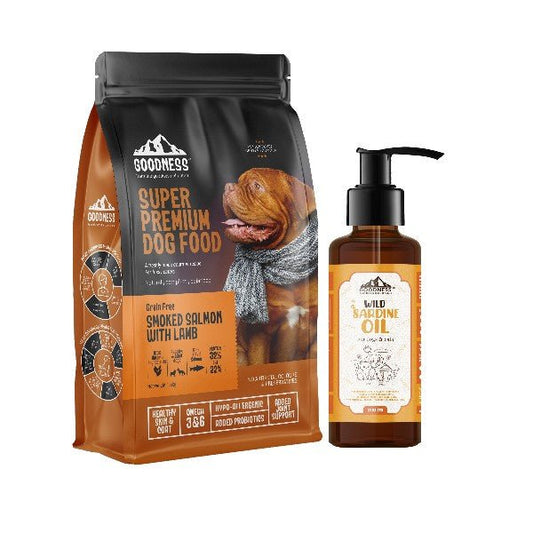 Goodness Grain free Smoked Salmon with Lamb 1.5kg with Free Sardine oil 200ml - Wagr - The Smart Petcare Platform