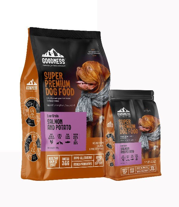 Goodness Low Grain Salmon & Potato 10kg with Free 1.5kg - Wagr - The Smart Petcare Platform