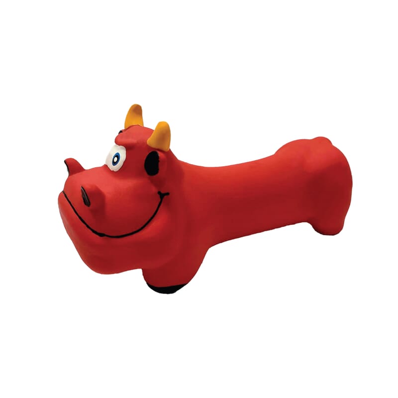 Goofy Tails Bull Latex Squeaky Dog Toy (Red) - Wagr - The Smart Petcare Platform