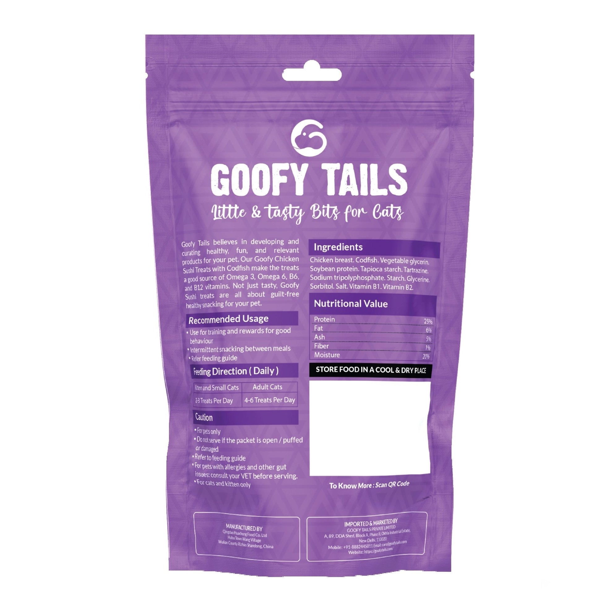 Goofy Tails Chicken & Cod Sushi Treats for Cats and Kittens 40g - Wagr Petcare