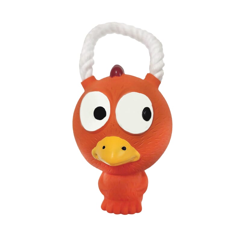 Goofy Tails Chicken Latex Squeaky Dog Toy (Orange) - Wagr - The Smart Petcare Platform