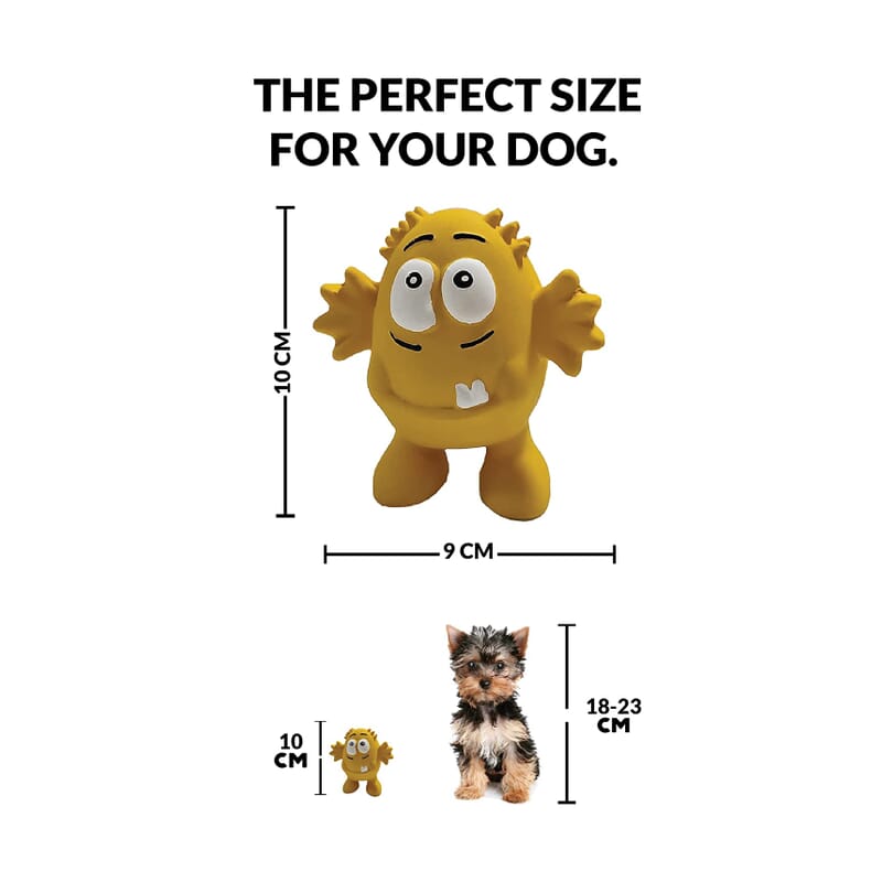 Goofy Tails Monster Latex Squeaky Dog Toy (Yellow) - Wagr - The Smart Petcare Platform