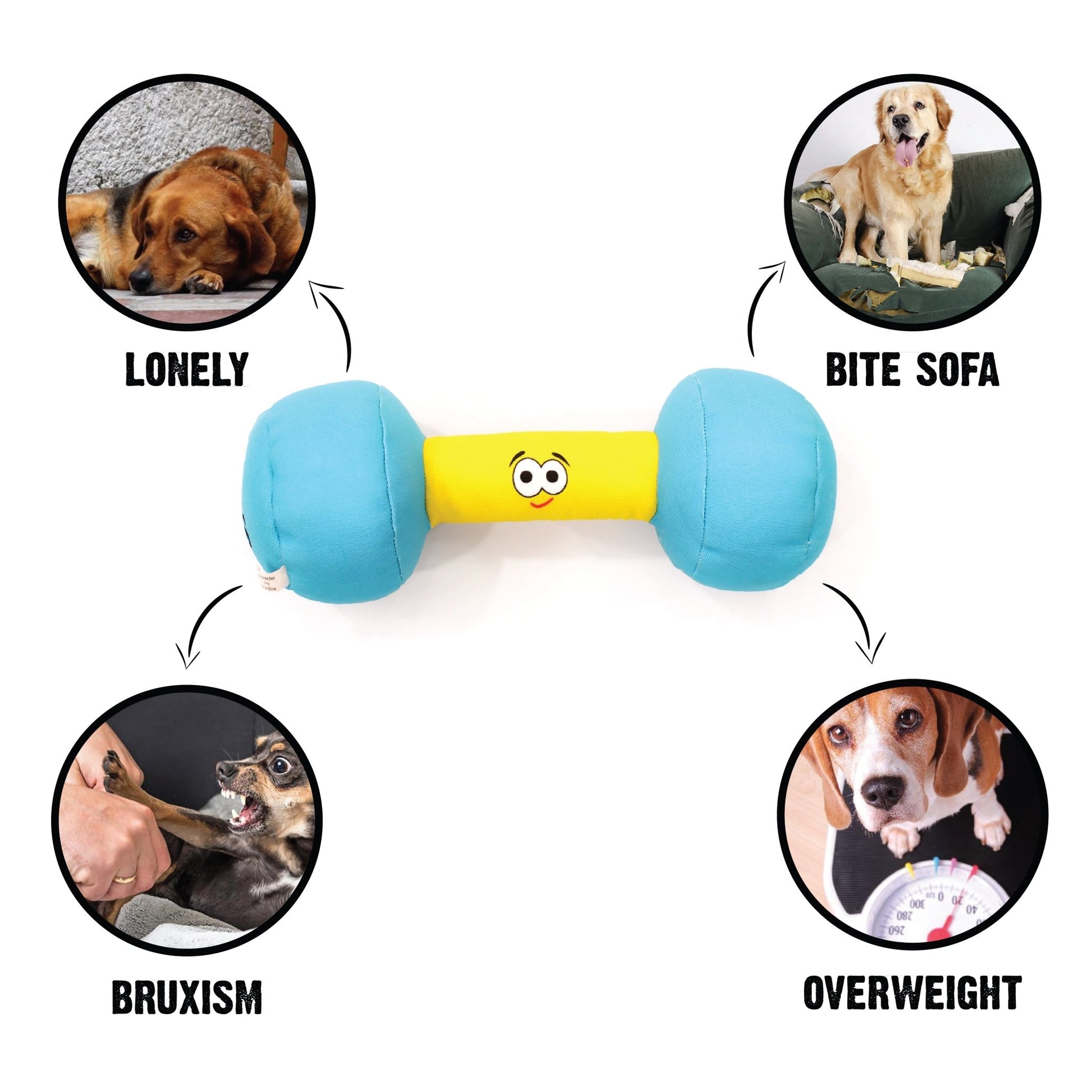 Goofy Tailsgym Series Dumbbell Plush Toy for Dogs - Wagr - The Smart Petcare Platform