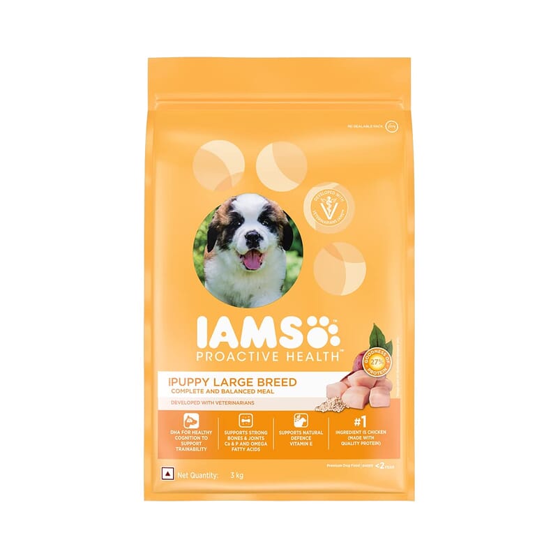 IAMS Proactive Health Smart Puppy Large Breed Dogs (<2 Years) Dry Dog Food, 3 kg - Wagr - The Smart Petcare Platform