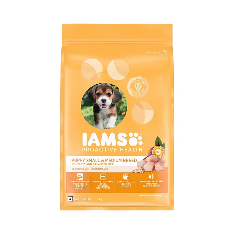 IAMS Proactive Health Smart Puppy Small & Medium Breed Dogs (<1 Years) Dry Dog Food, 3 kg - Wagr - The Smart Petcare Platform