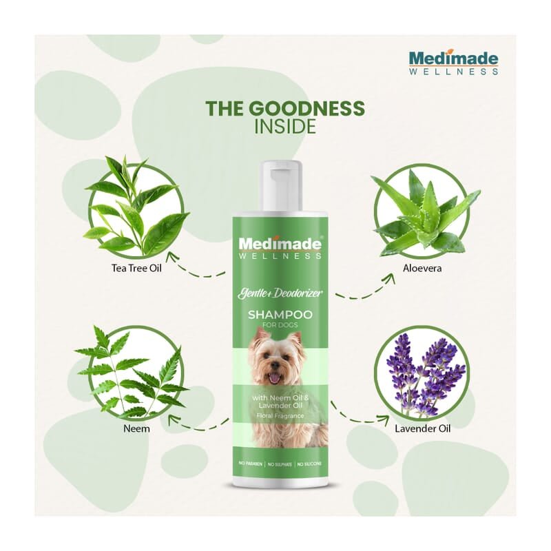 Medimade Gentle Deodorizer Shampoo for Dogs with Neem & Lavender Oil, 200ml - Wagr - The Smart Petcare Platform