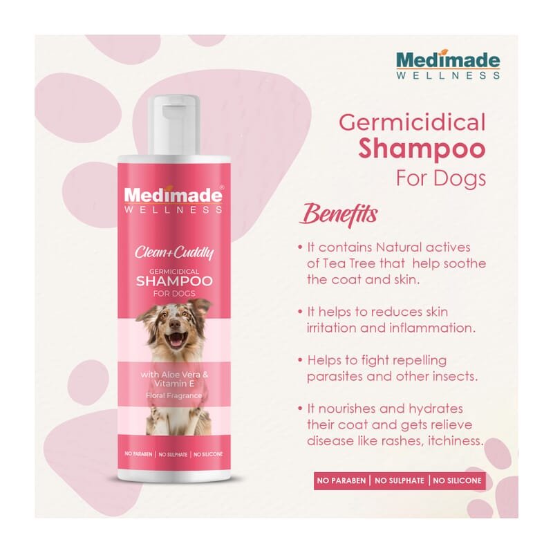 Medimade Germicidal Shampoo for Dogs with Aloe Vera & Vitamin E, 200ml - Wagr - The Smart Petcare Platform