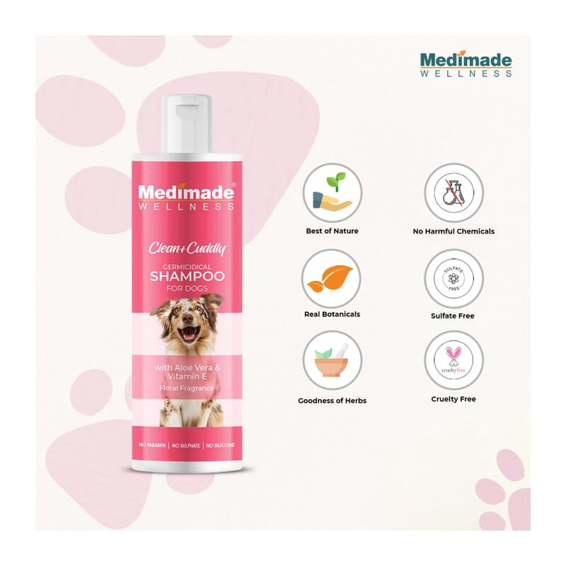 Medimade Germicidal Shampoo for Dogs with Aloe Vera & Vitamin E, 200ml - Wagr - The Smart Petcare Platform