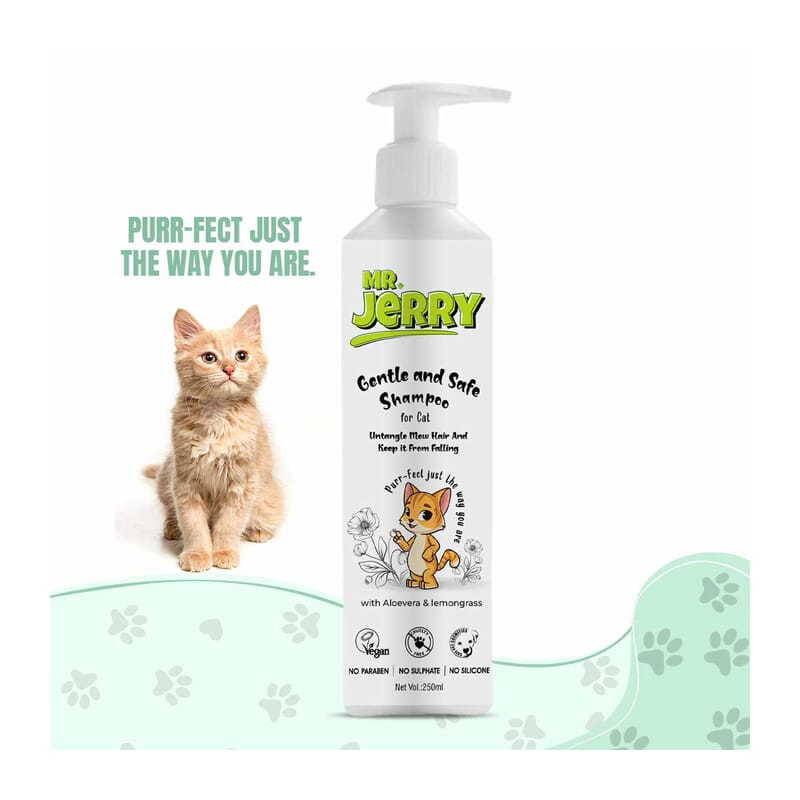 Mr . Jerry Cat Shampoo with Aloe Vera & Lemon Grass, 250ml - Wagr Petcare