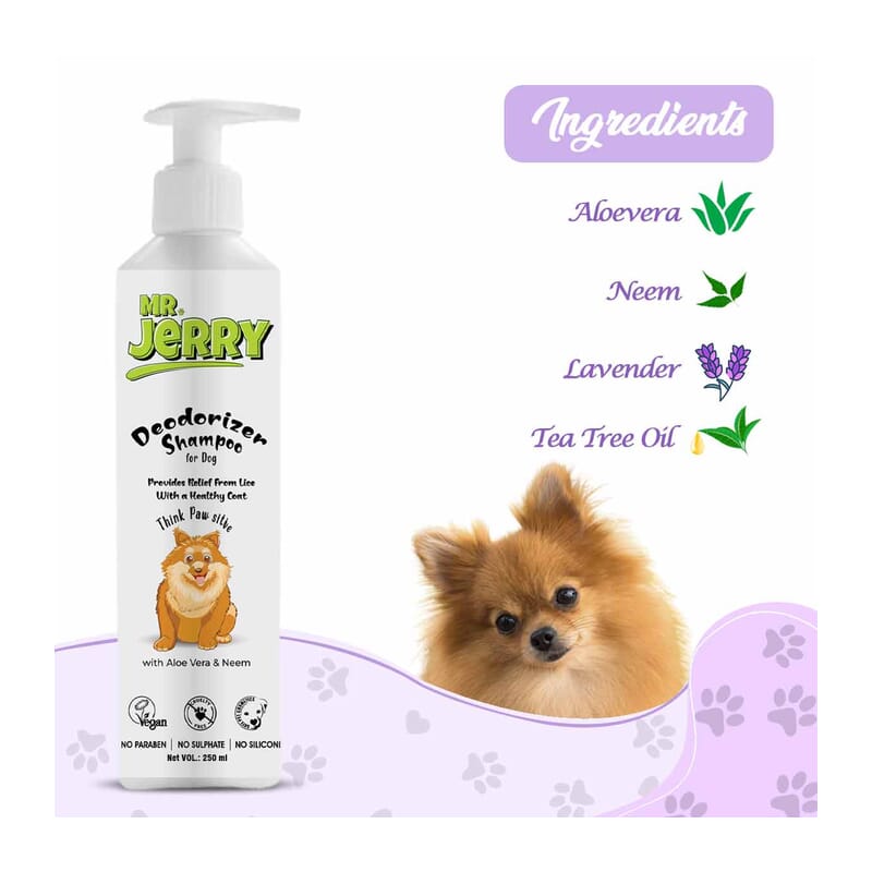 Mr . Jerry Gentle Deodorizer Shampoo for Dogs with Aloe Vera & Vitamin E, 250ml - Wagr Petcare