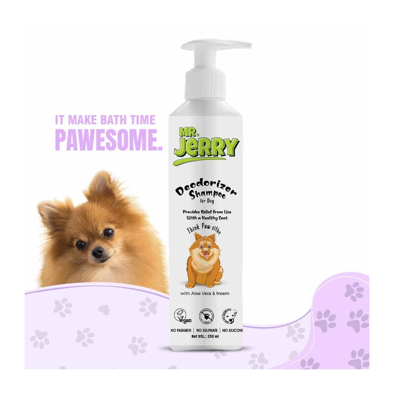 Mr . Jerry Gentle Deodorizer Shampoo for Dogs with Aloe Vera & Vitamin E, 250ml - Wagr Petcare