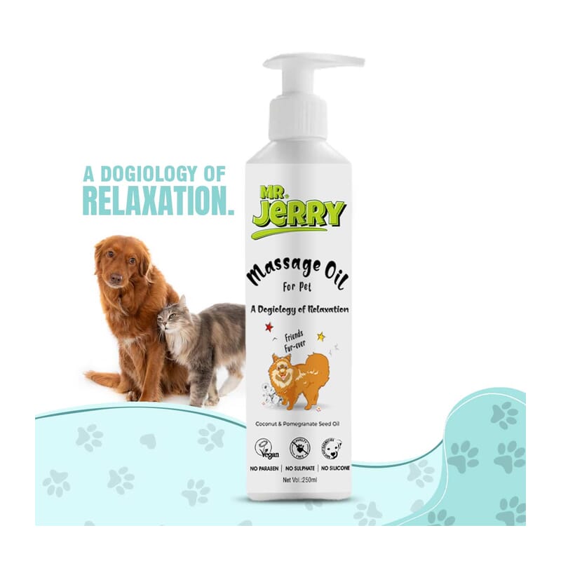 Mr. Jerry Massage Oil Coconut & Pomegranate Seed Oil for Dogs, 250ml - Wagr Petcare