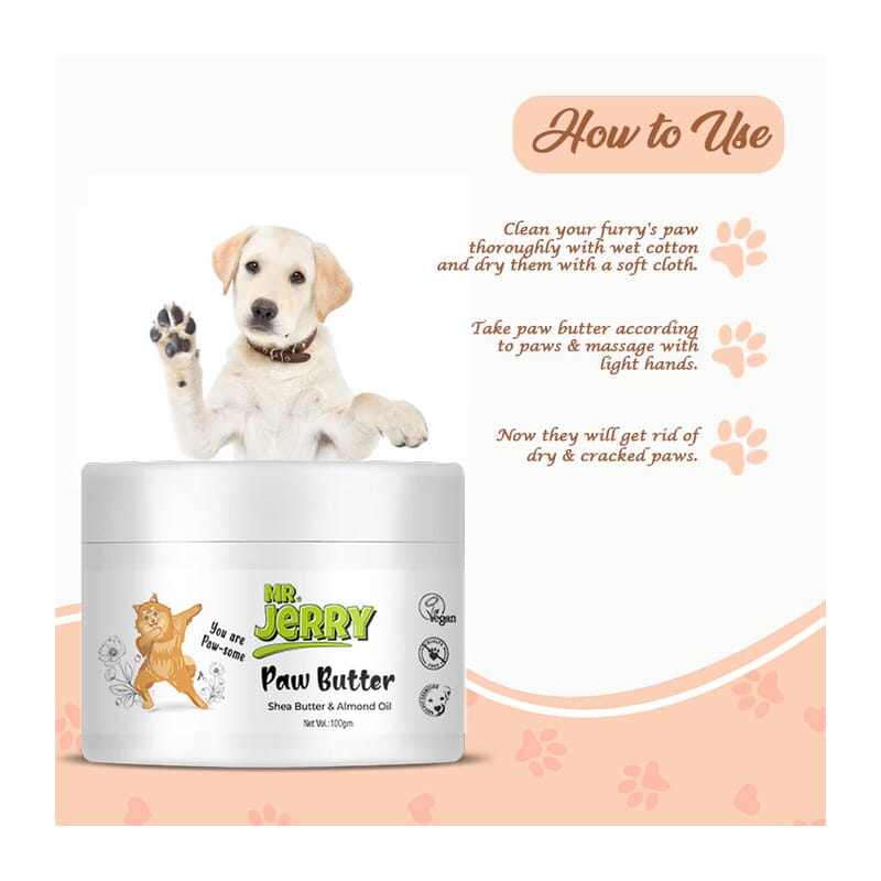 Mr . Jerry Paw Butter Shea Butter & Almond Oil, 100gm - Wagr Petcare