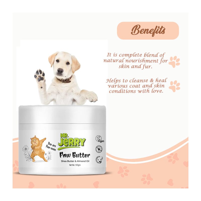 Mr . Jerry Paw Butter Shea Butter & Almond Oil, 100gm - Wagr Petcare