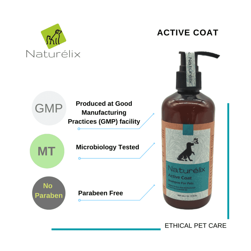 Naturelix Active Coat Dog Shampoo-Itchy Skin and Smooth Coat Dog Shampoo, 300ml - Wagr - The Smart Petcare Platform