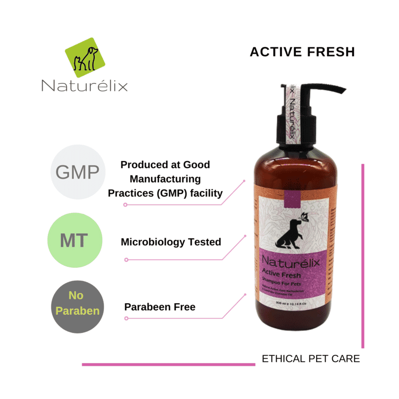 Naturelix Active Fresh Dog Shampoo-Odour Control Shampoo for Dogs, 300ml - Wagr - The Smart Petcare Platform