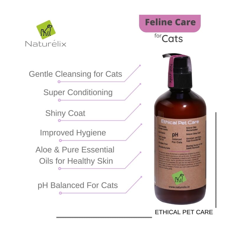 Naturelix Feline Care Shampoo for Cats and Kittens, 300ml - Wagr - The Smart Petcare Platform