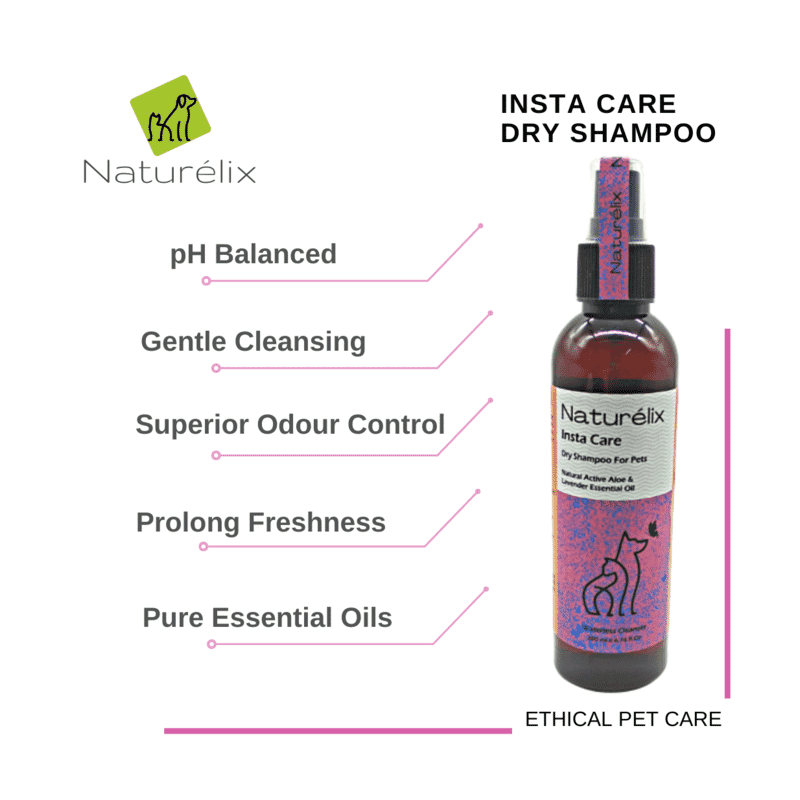 Naturelix Insta Care Dry Shampoo for Dogs - Waterless Dog Shampoo Cleanser, 200ml - Wagr - The Smart Petcare Platform