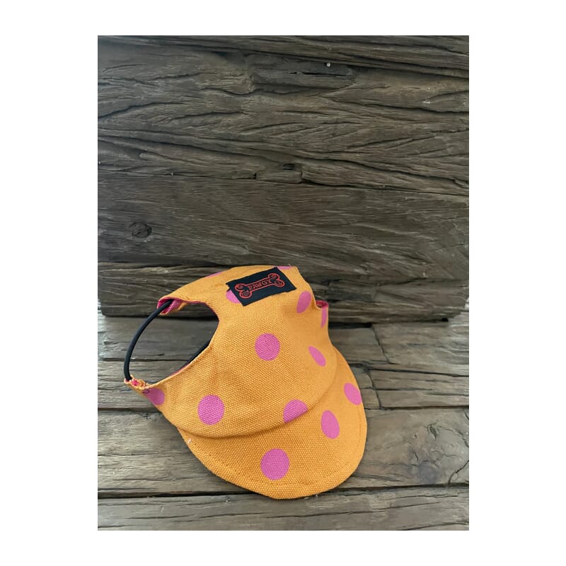 Pawgy Pets Dog Cap : Orange with Pink Polka - Wagr Petcare