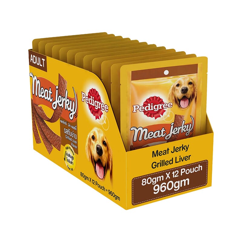 Pedigree Meat Jerky Adult Dog Treat - Grilled Liver - 80g Pouch - Wagr - The Smart Petcare Platform