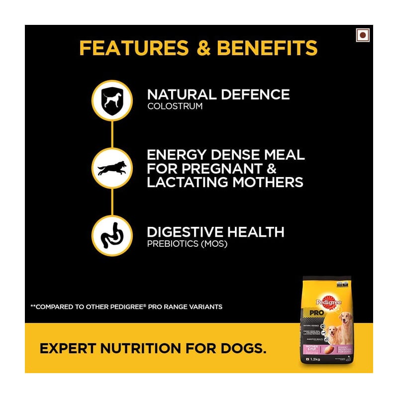 Pedigree Pro Expert Nutrition Lactating/Pregnant Mother & Pup (3-12 Weeks) Adult And Baby Dry Dog Food, Chicken, 1.2kg - Wagr - The Smart Petcare Platform
