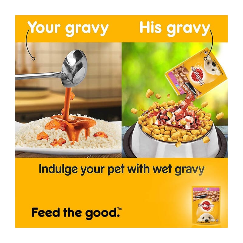 Pedigree Puppy Wet Dog Food, Chicken Chunks in Gravy - 70g Pouch - Wagr - The Smart Petcare Platform