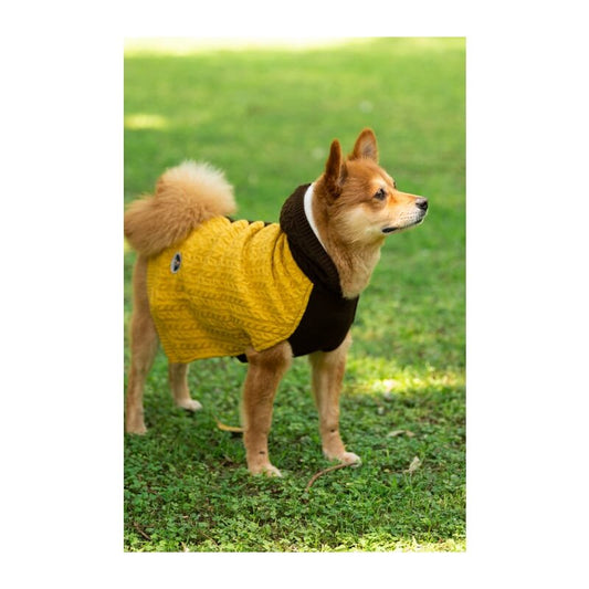 Petsnugs Cable Knit Sweater Brown & Mustard - Wagr Petcare