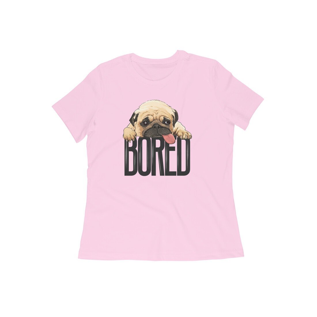 Round Neck T-Shirt (Women) - Bored Pug Baby - Wagr - The Smart Petcare Platform
