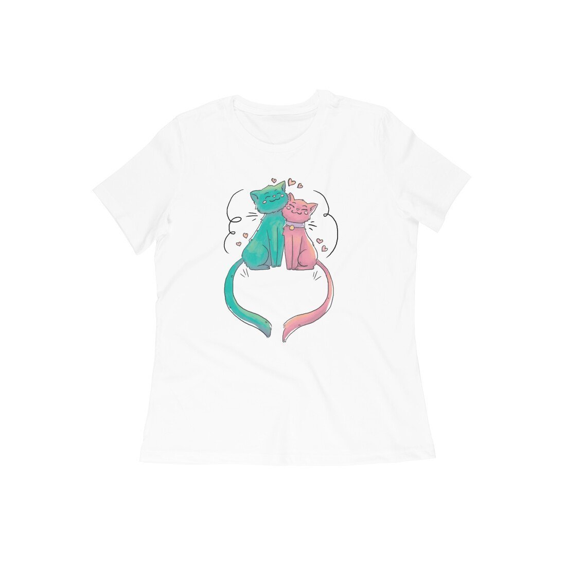 Round Neck T-Shirt (Women) - Cats In Love - Wagr - The Smart Petcare Platform