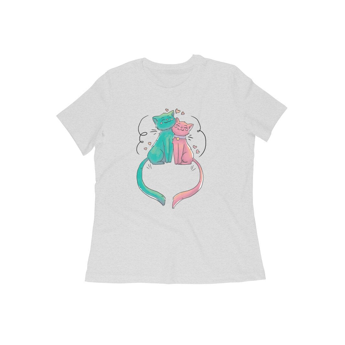 Round Neck T-Shirt (Women) - Cats In Love - Wagr - The Smart Petcare Platform