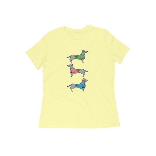 Round Neck T-Shirt (Women) - Three Dachshunds - Wagr - The Smart Petcare Platform