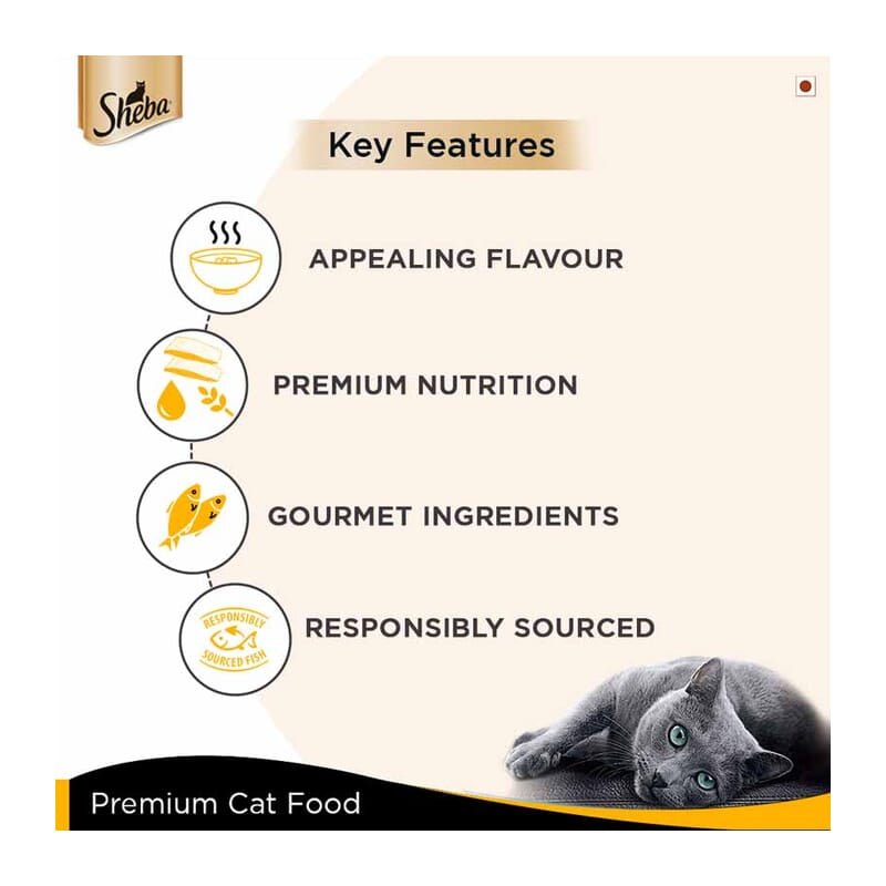 Sheba Premium Wet Cat Food, Tuna Fillet & Whole Prawns in Gravy, 85g Can - Wagr - The Smart Petcare Platform