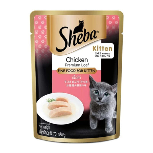 Sheba Rich Premium Kitten (2-12 Months) Fine Wet Cat Food, Chicken Loaf - 70 g Pouch - Wagr - The Smart Petcare Platform