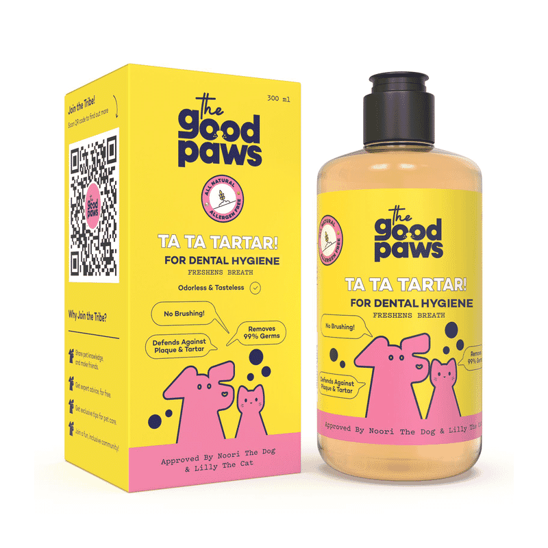 The Good Paws Ta Ta Tartar Fresh Breath Oral Care Water Additive for Dogs & Cats - Defends Against Plaque, 300ml - Wagr Petcare