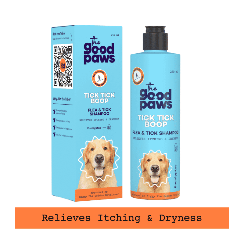 The Good Paws Tick Tick Boop Flea & Tick Relief Dog Shampoo with Eucalyptus & Lemongrass - Itch Soothing, 250ml - Wagr Petcare