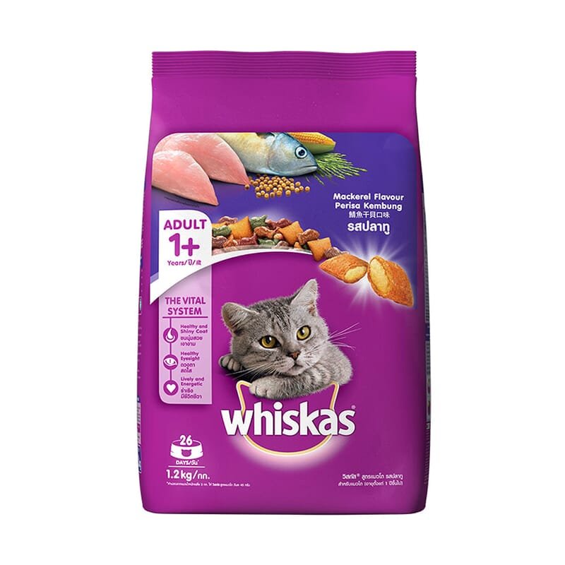 Whiskas Adult (+1 year) Dry Cat Food, Mackerel Flavour - Wagr - The Smart Petcare Platform