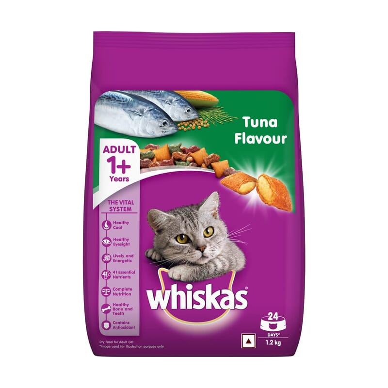 Whiskas Adult (+1 Year) Dry Cat Food, Tuna Flavour, 1.2kg - Wagr - The Smart Petcare Platform